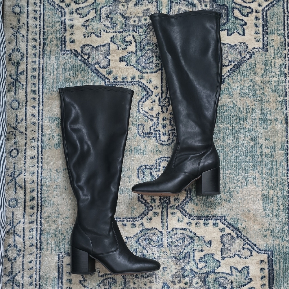 Franco Sarto Black Knee-High Leather Boots